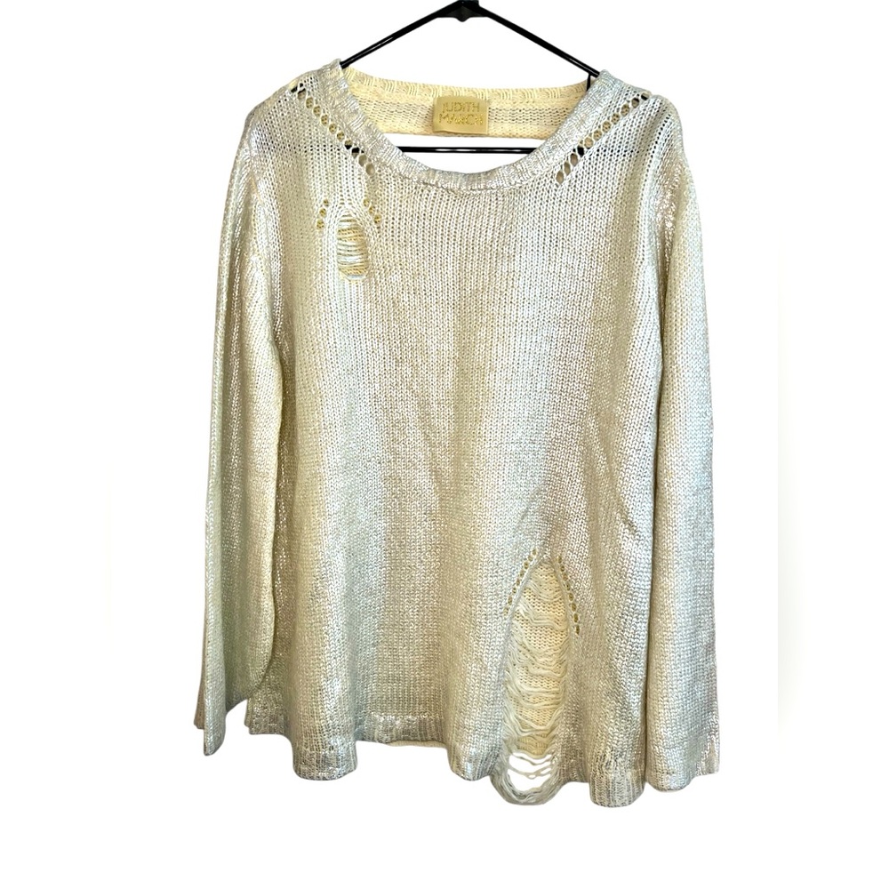 Judith March women’s size S oversized metallic distressed knit sweater